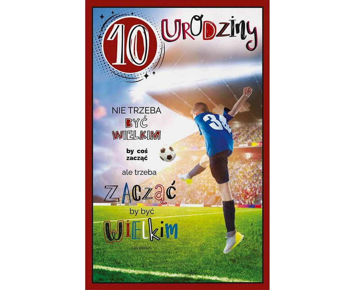 Birthday Card 10th Birthday, Boy with ball, 13x20,5 cm